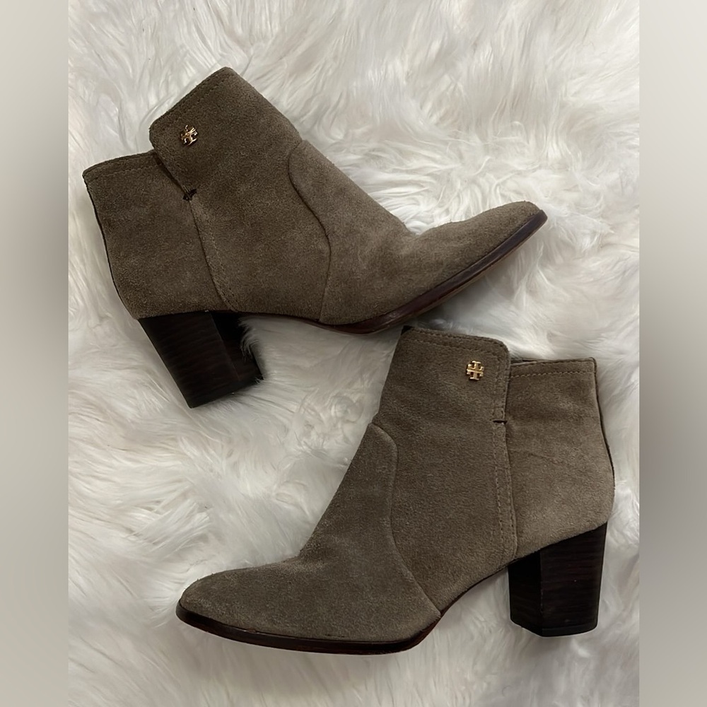 Tory Burch Taupe Suede Ankle Boots